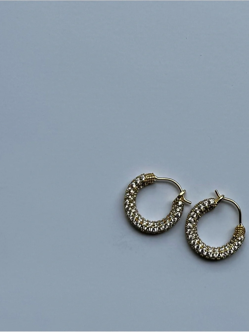 Luv Aj Gold Pave Huggies with Clear Crystals